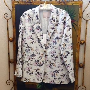 Rebecca Taylor Sophia Floral Linen Cotton Jacket P2P 21.5 In.